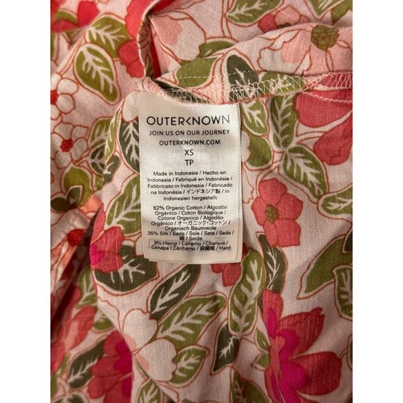 Outerknown Top XS Womens Silk Blend Floral Long Sleeve Button Shirt - Picture 8 of 8